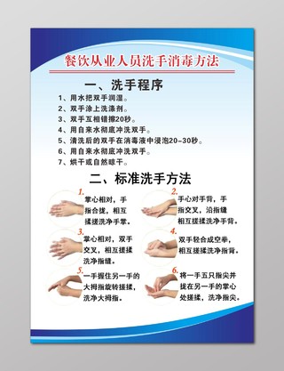 餐饮从业人员洗手消毒方法卫生安全宣传海报